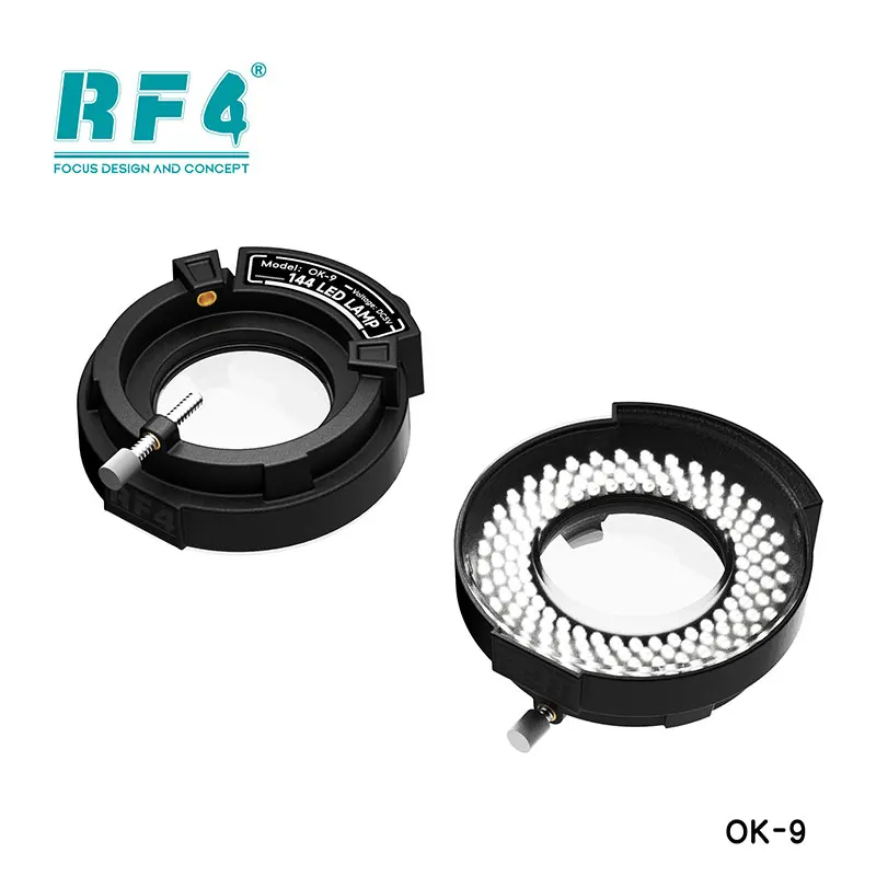 RF4 OK-9 144 LEDs Microscope Ring Light USB Powered Dustproof Lens Shadow-Free Illumination for Precision SMD Soldering Station