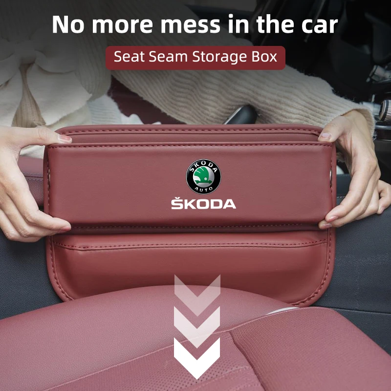 Car Seat Gap Storage Box Tools Organiser Seam Filler Case Accessories For Skoda Octavia Rapid Kodiaq Superb Derivative Karoq Fab
