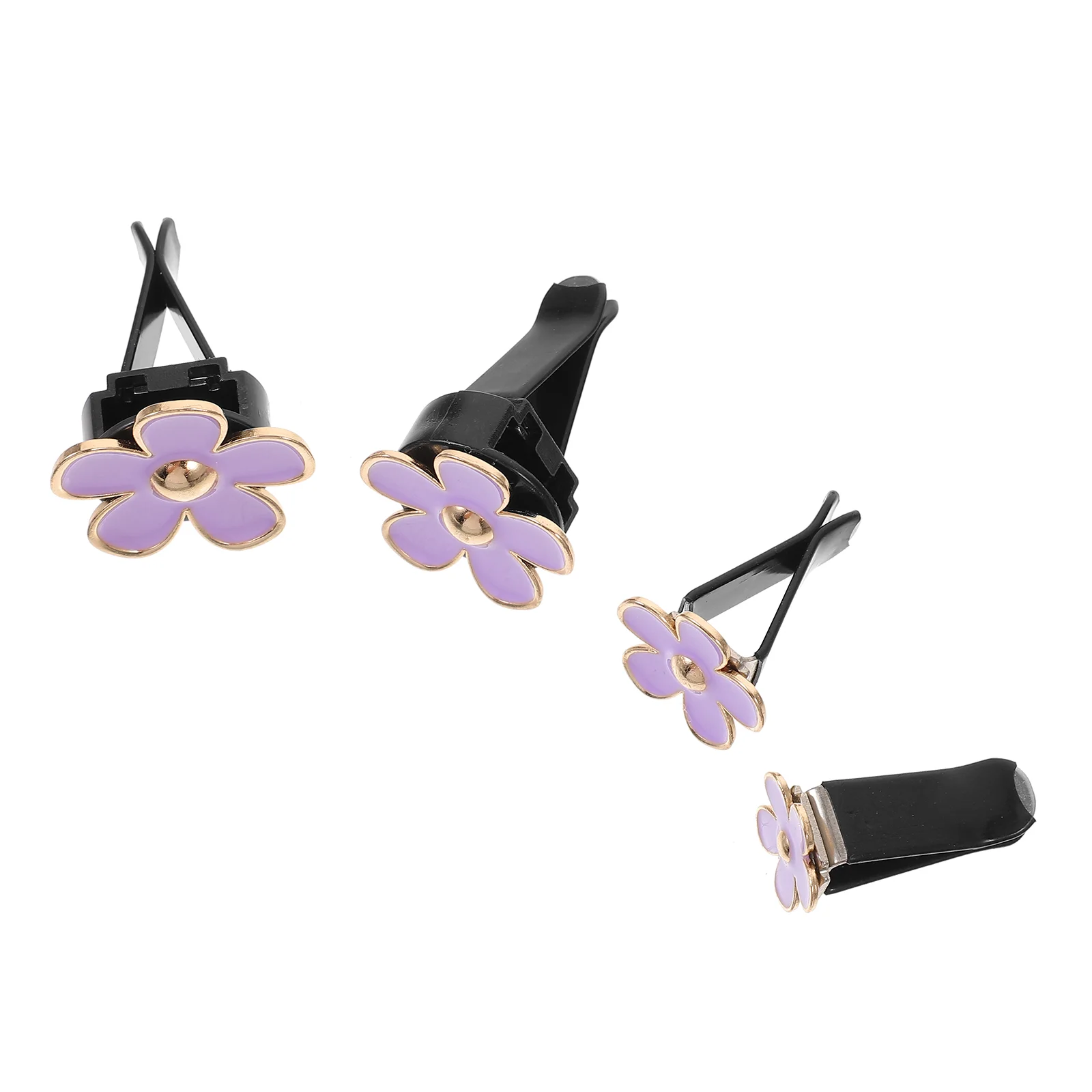 4 Pcs Car Small Chrysanthemum Perfume Accessories Cars Aroma Clip Decorative Purple Metal Outlet Clips Decoration