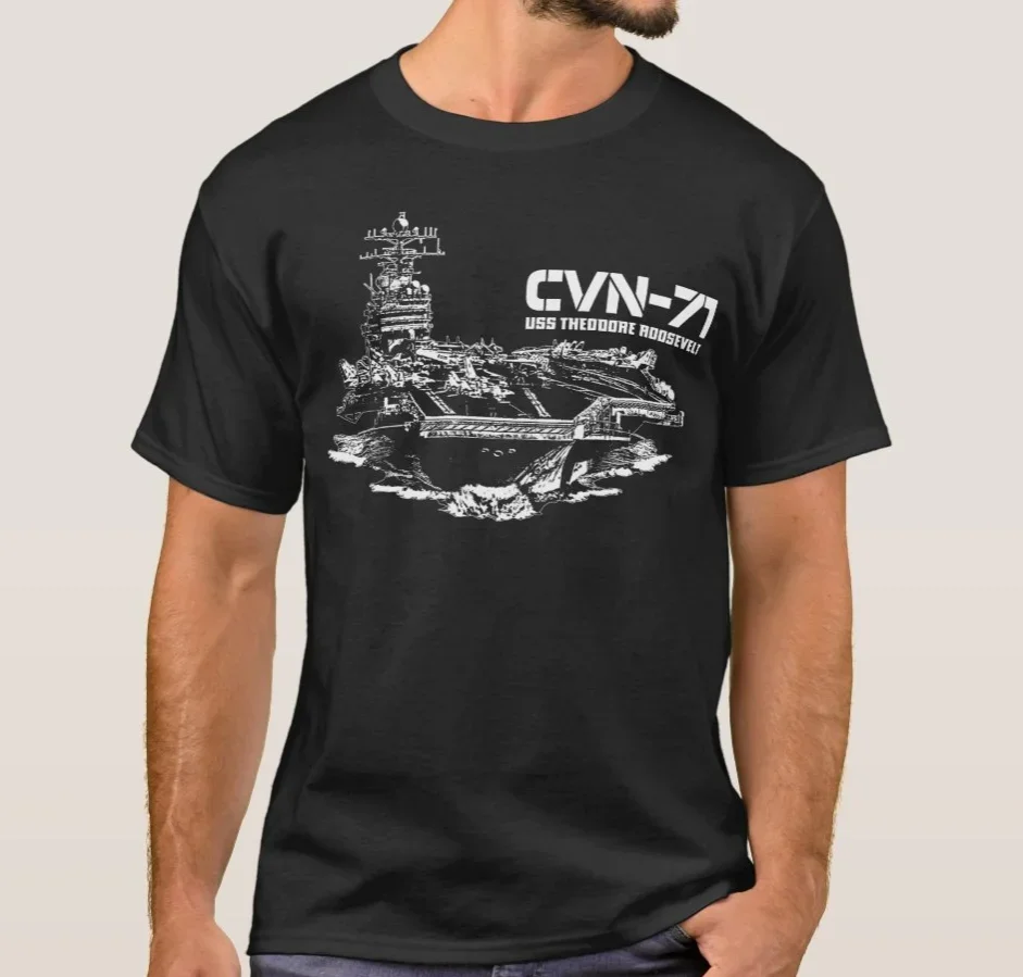 Nimitz Class USS Theodore Roosevelt CVN-71 Aircraft Carrier T-Shirt 100% Cotton O-Neck Short Sleeve Summer Casual Mens T-shirt