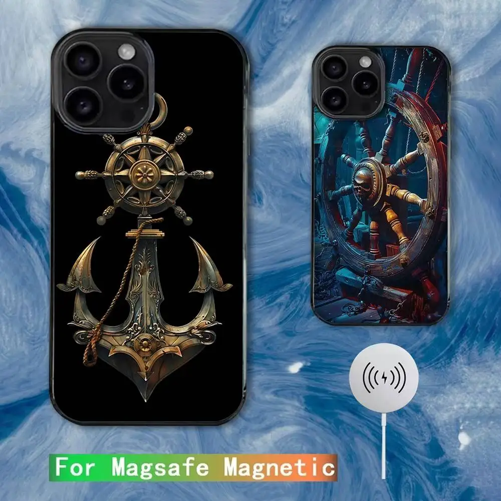 

Anchor Boat Ship Wheel Phone Case For iPhone 16e,16,15,14,13,12,11,Plus,Pro,Max,Mini Magsafe Magnetic Wireless Charging
