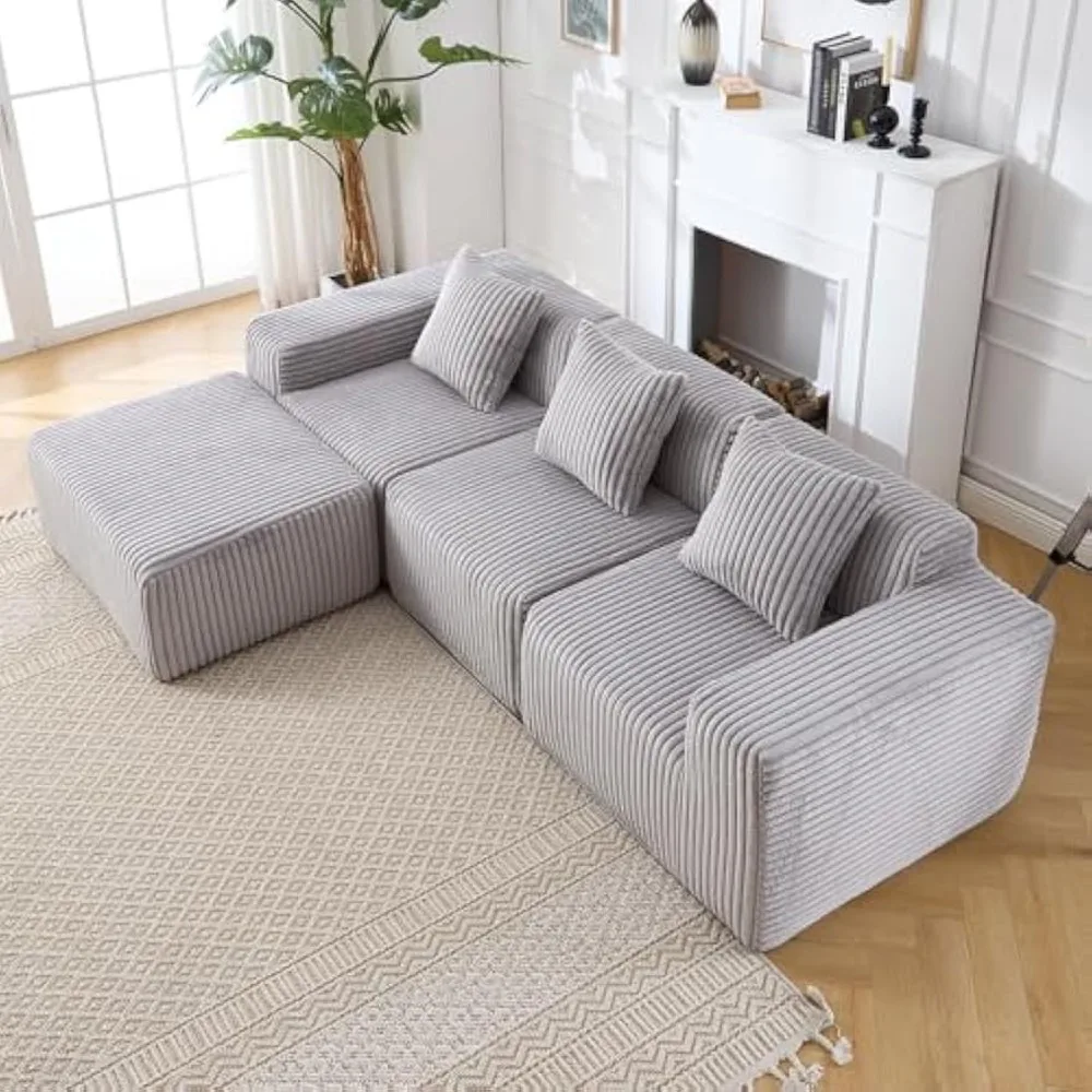 

104 Inch Modern Sectional Sofa Upholstered Deep Seat Sofa with L Shape Recliner for Living Room Bedroom