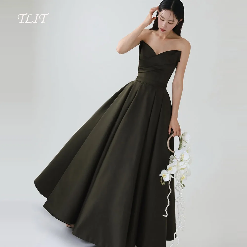 

TLIT Elegant Black Silk Taffeta A-Line Evening Dresses Sweetheart Prom 이브닝 드레스Floor-Length Gowns Customized Backless Gown