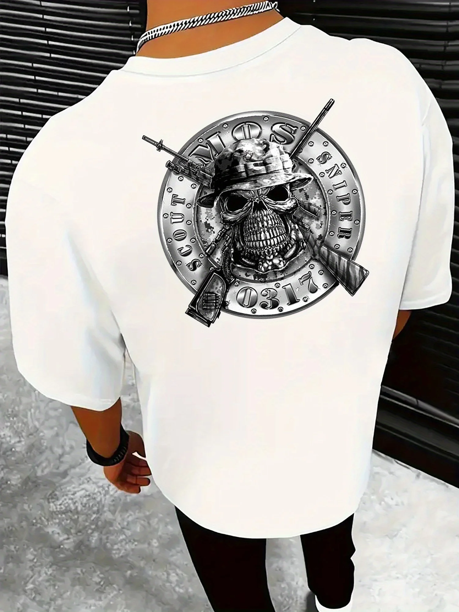 

"One Shot One Kill" US Marine Sniper Skull Graphic T-Shirt 100% Cotton O-Neck Short Sleeve Summer Casual Mens T-shirt Streetwear