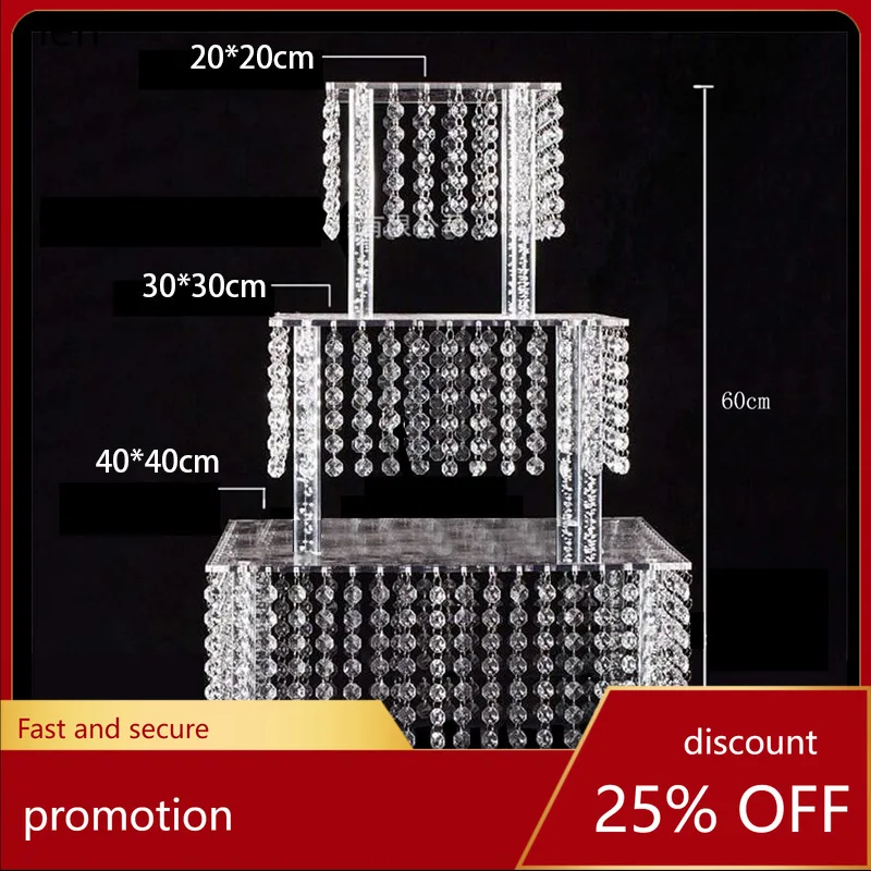 PYH Acrylic Transparent Multi-layer Cake Stand Classic Crystal Octagonal Bead Cake Stand Dessert Stand
