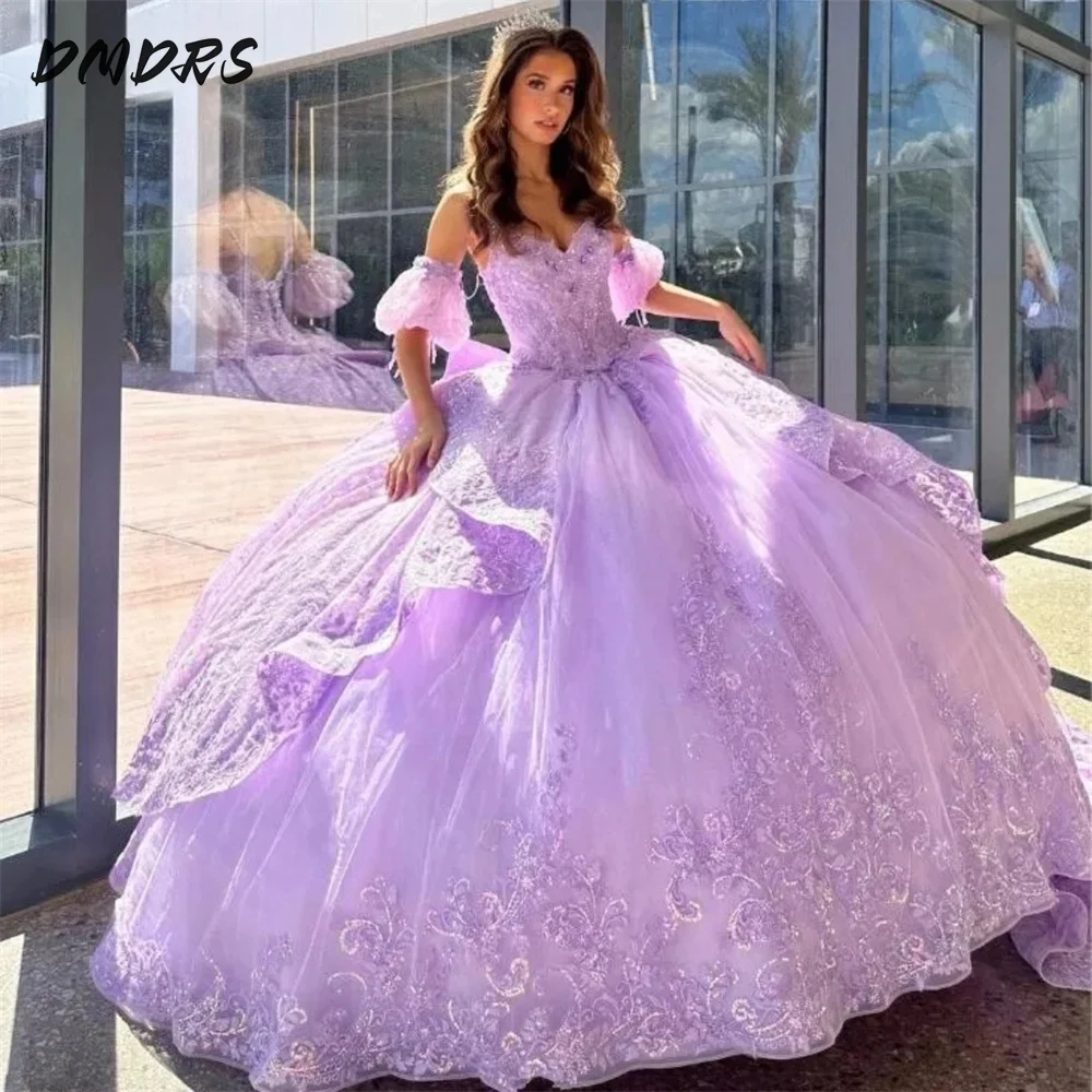 

Simple Sweetheart Quinceanera Dress Ball Gown 2024 Charming Appliques 3D Flower Dress Classic off-shoulder Gown 16 Party Gown