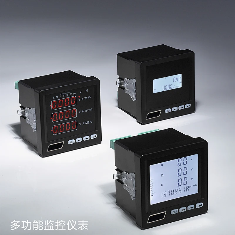 AC450V 5A 3 Pha LCD Máy Đo Đa Năng Hệ Số Công Suất Năng Lượng KWh Ba Pahse Ampe Điện Áp Watt Máy Đo Tốc Với RS485