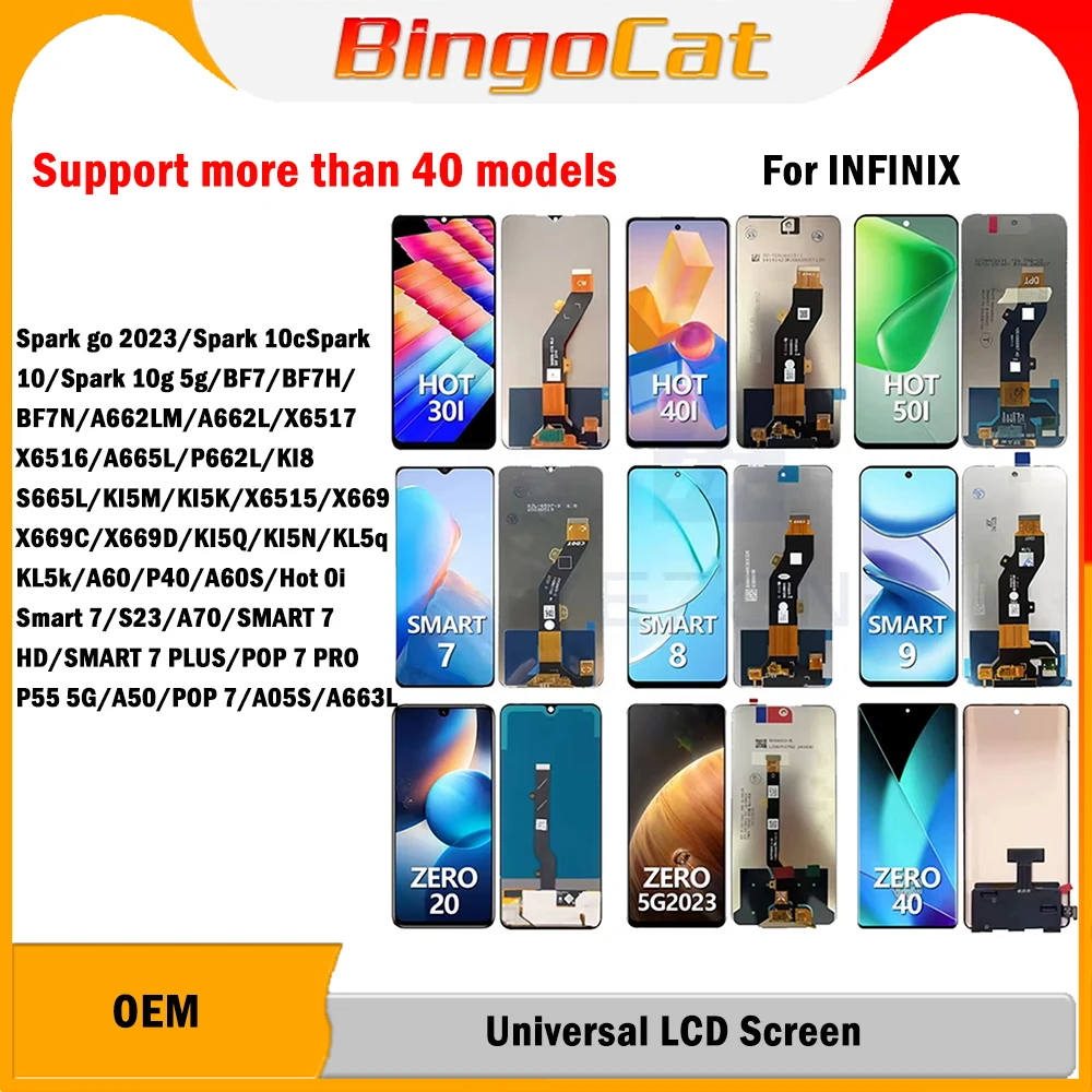 

5pc Cell Phone Screens for Infinix Smart7 X6515 A50 A05S A60S Original Lcd Screen Display for Infinix SPARK 10 Go 2023 HOT 30i