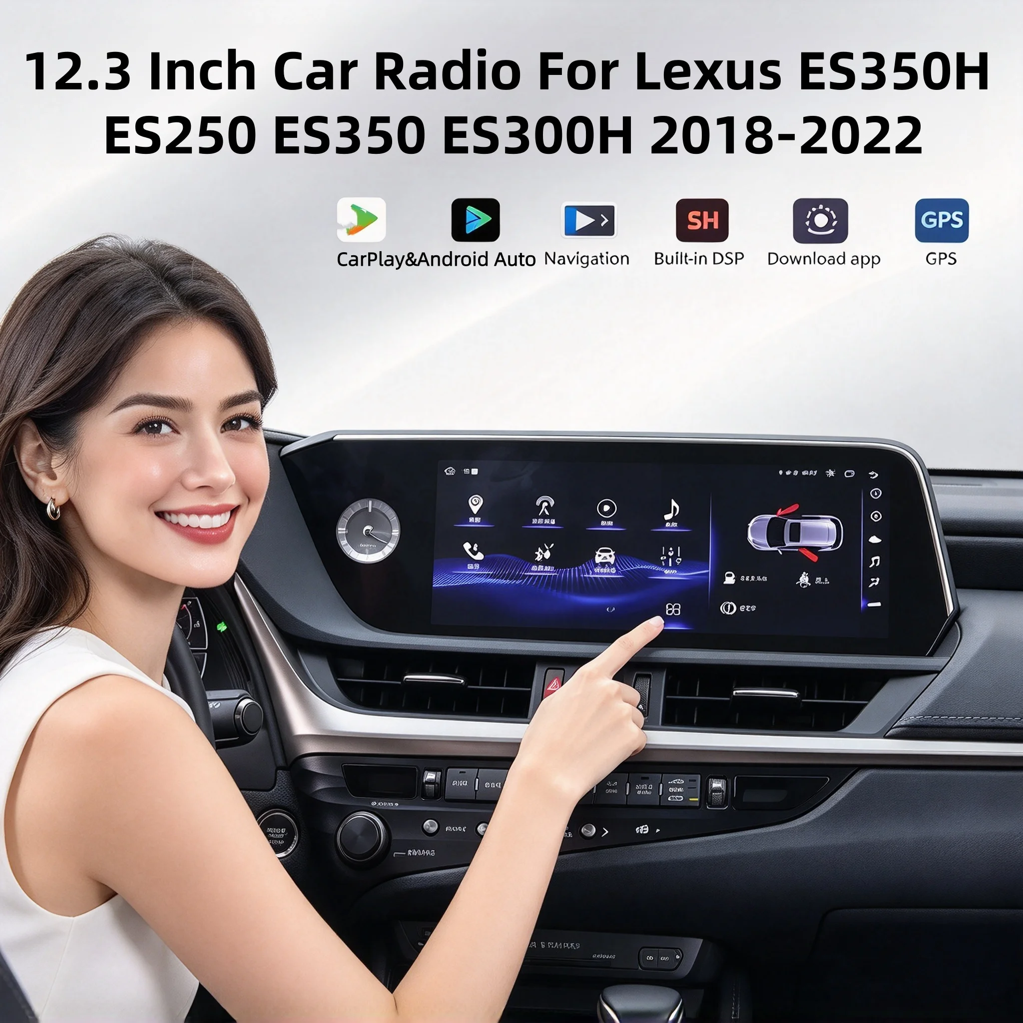 12.3inch Car Radio Screen For Lexus ES ES300h ES350h ES300 ES330 ES350 2013 -2022 CarPlay Android Auto Multimedia GPS Navigation