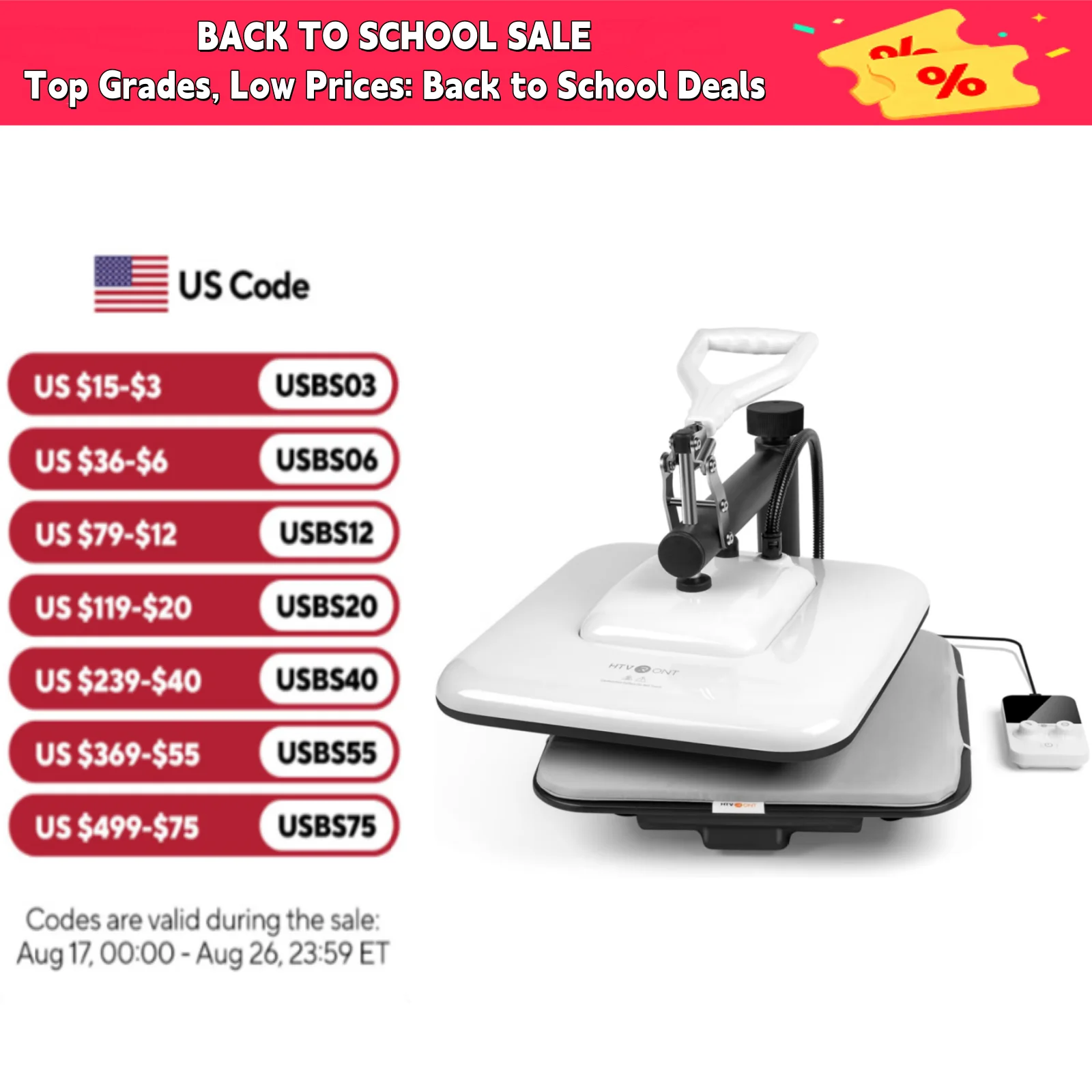 HTVRONT Heat Press Machine for T Shirts - 15x15 Swing Away Shirt Press Machine for Sublimation, Vinyl, Heat Transfer Projects