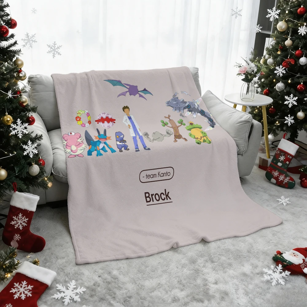 Pokemon Pikachu Gengar Bulbasaur Charmander Squirtle Psyduck Flannel Throw Blanket Soft Warm Blanket for Sofa Bed Home Decor Gif