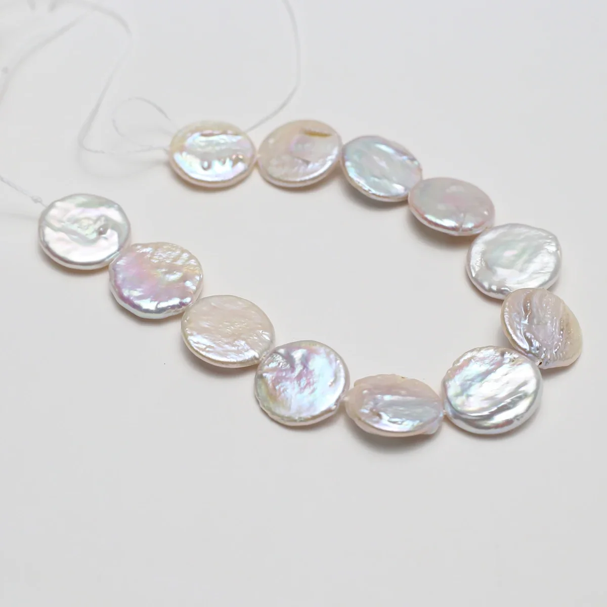 15x15 مللي متر AAA 18 سنتيمتر المياه العذبة الطبيعية الأبيض الجولة الباروك اللؤلؤ حبة مجوهرات هدية جعل عقد دي اي واي سوار إكسسوارات الزفاف #5