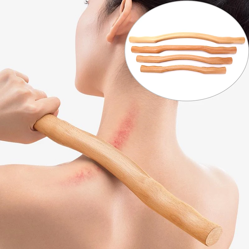 Palo de masaje para raspar de madera Natural, herramienta de terapia de SPA para masaje corporal, tratamiento de puntos, palo de masaje de relajación Guasha, 1 Uds.