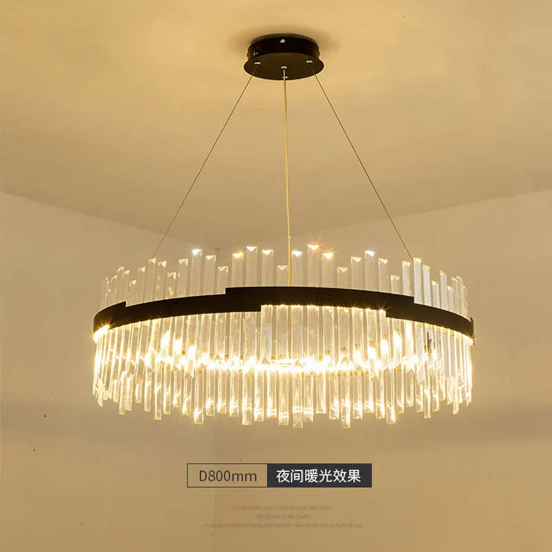 Round chandelier, gold/black living room lobby lamp, D60CM, D80C, D100CM, D120CM, adjustable height chandeliers