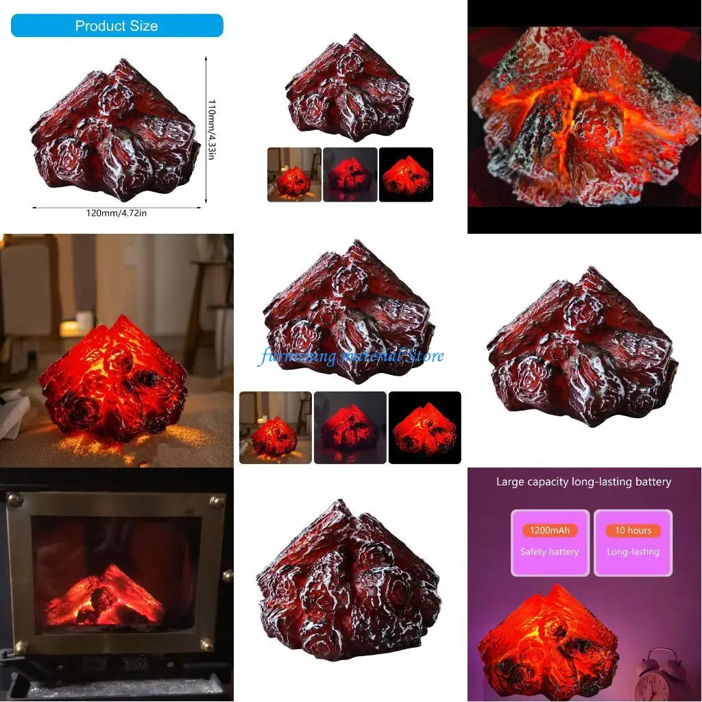 

Y5GD Rechargeable Night Light Artificial LED Firewood Lamp For Bedrooms Camping
