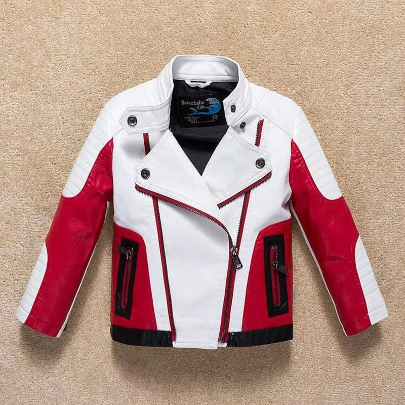 

Spring and Autumn New Style Children's Versatile Handsome Motorcycle Jacket 4 6 8 10 12 14 Year Boys and Girls Leather Jackets