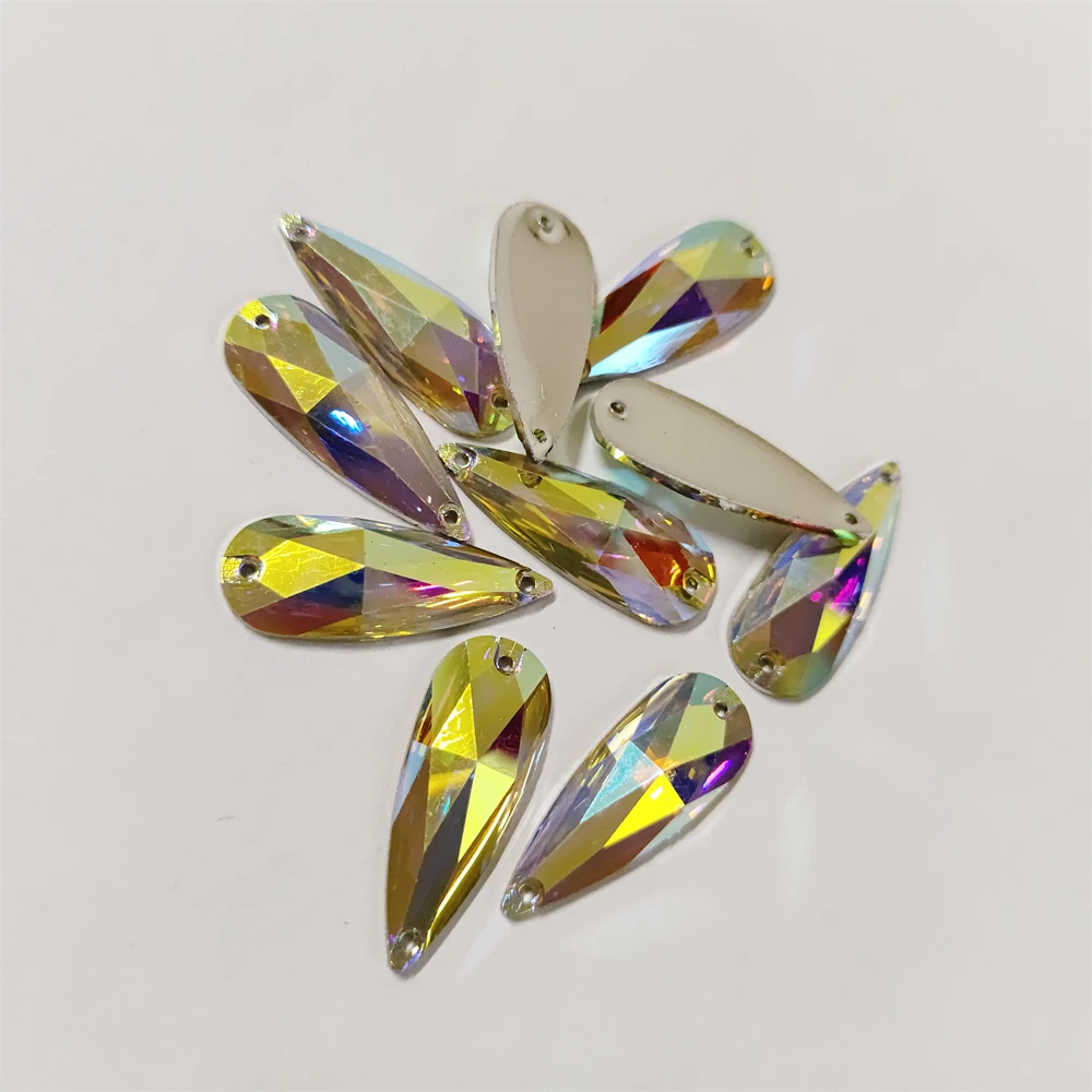 AAAA+ Crystal AB sew on teardrop flatback resin sew on Rhinestones Beads Sew On stones стразы For DIY Clothes Accessories