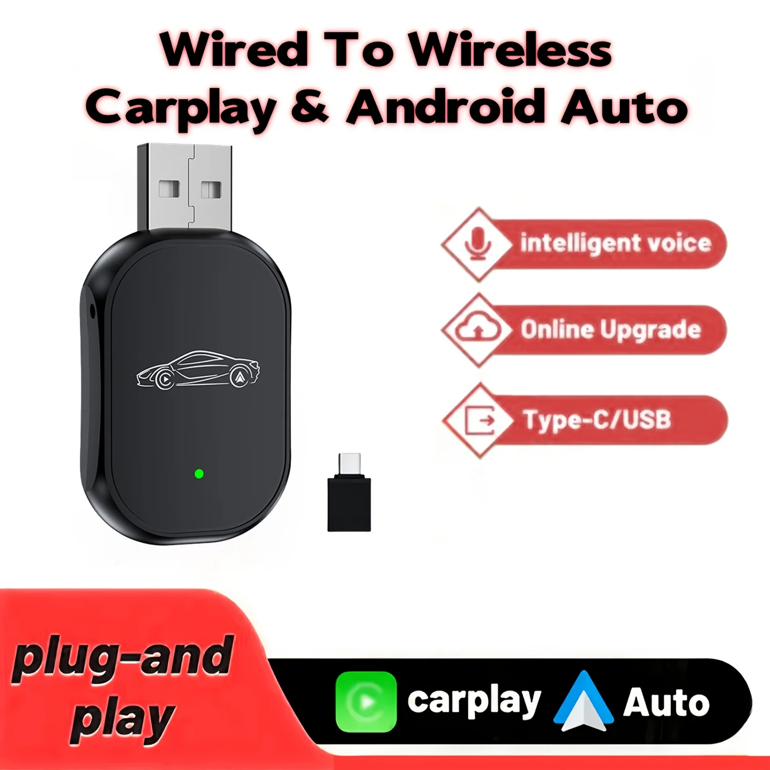 

Новый мини U2 беспроводной ключ Carplay беспроводной Android автоматический адаптер Bluetooth Wi-Fi автоматическое подключение для Toyota Kia Skoda Volkswagen