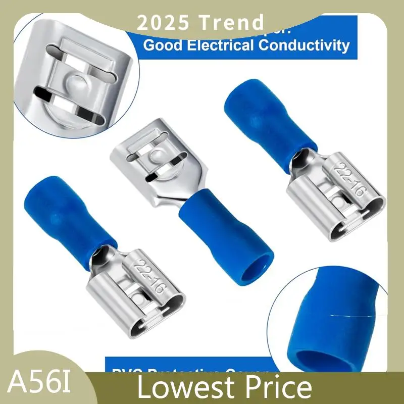 ABDD 1/4" Conectores de pá fêmea Kit combinado de conectores Terminais de crimpagem elétrica fêmea, 22-16 AWG
