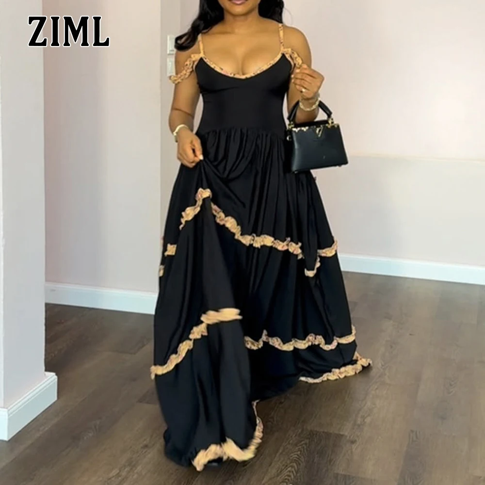 

ZIML Hit Color Backless Slimming Dresses for Women Square Collar Sleeveless High Waist Temperament Dress Female Fashion Style
