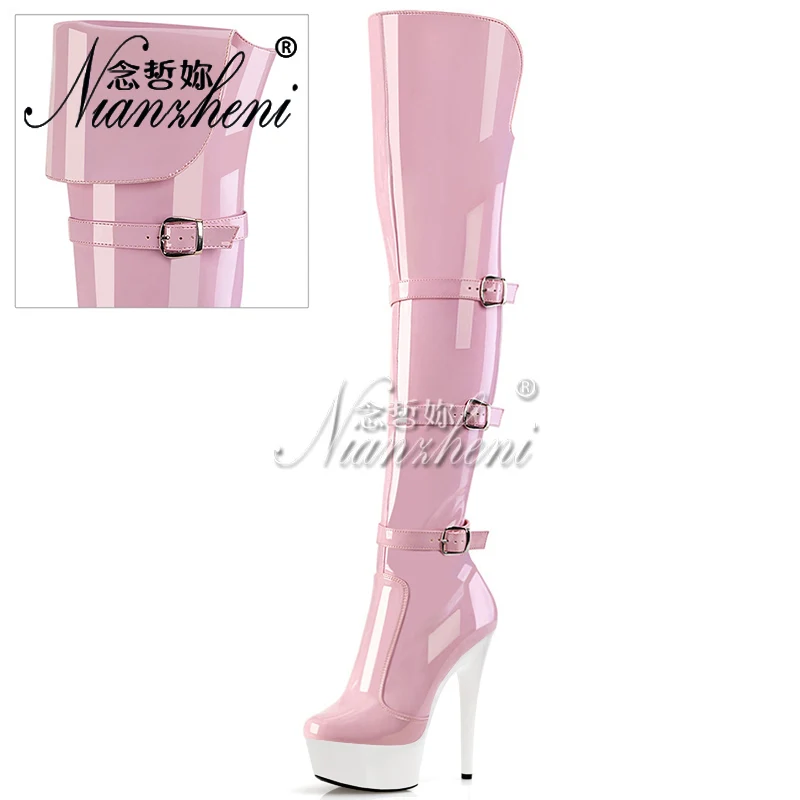 Sobre as Botas do Joelho para Pole Dance, Saltos Stripper, Modelos Nightclub, Modelos Sexy Pink Nightclub, Tamanho Grande, 8 ", 20cm, 17cm, Tamanho Grande, 20cm