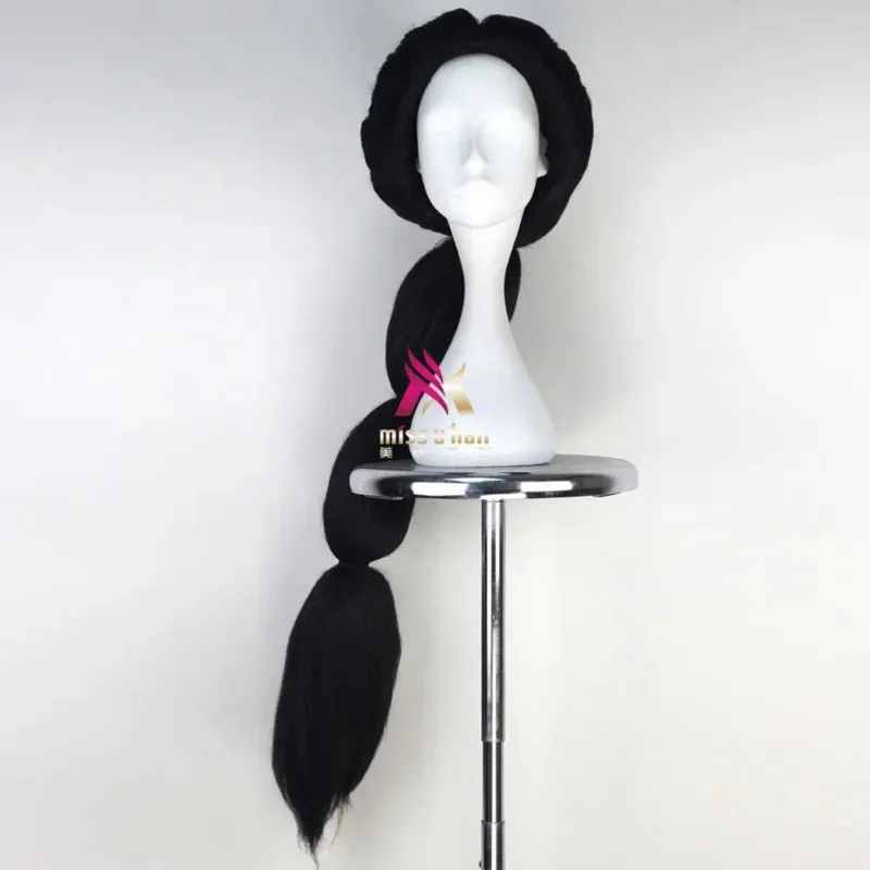 Nueva peluca de disfraz de Jasmine, pelo largo negro, Aladino y la lámpara mágica, juego de rol, gorro de peluca de pelo trenzado para Halloween