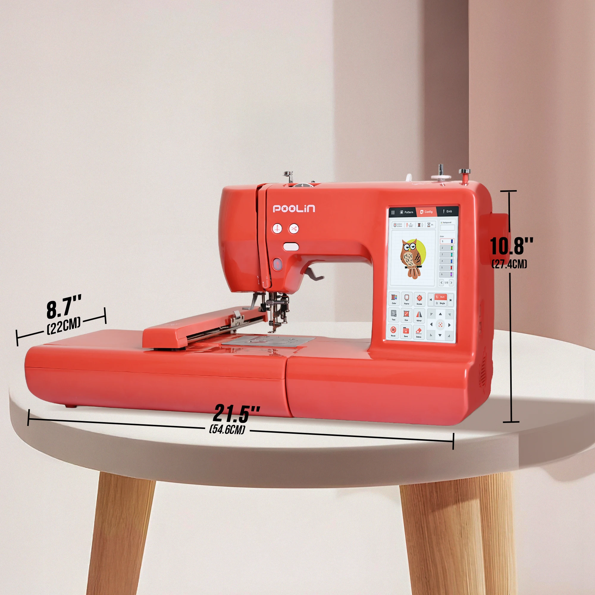 POOLIN EOC05-RE Computerized Embroidery Machine Include Threads&Tear Away Stabilizer&Bobbin——Ideal Christmas Gift