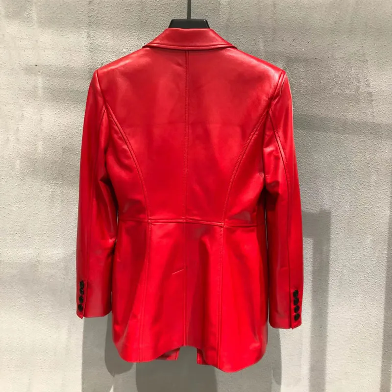 Abrigo de longitud Regular para primavera y otoño, chaqueta de cuero genuino con cuello vuelto, estilo informal, piel de oveja de alta calidad, novedad de 2023