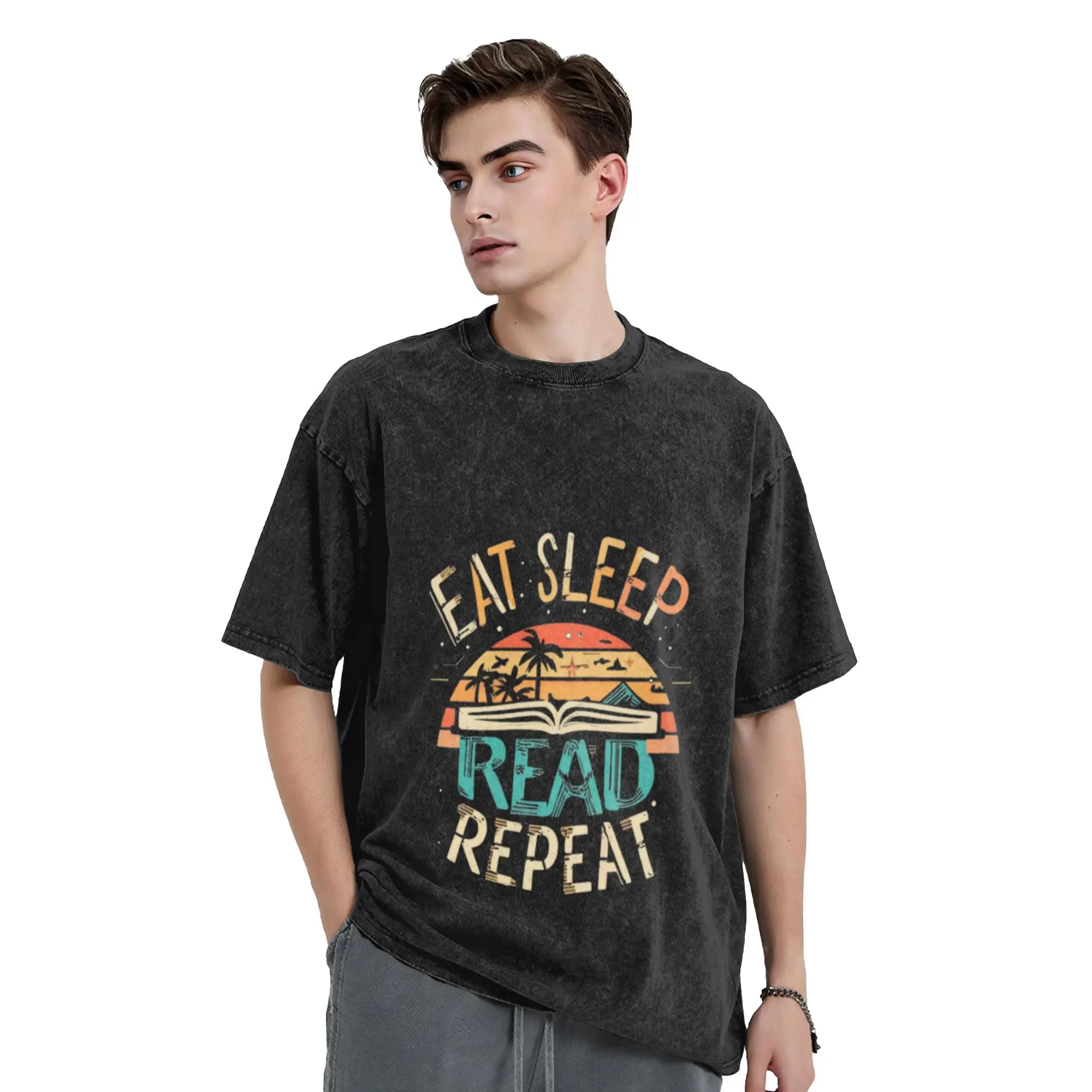 Eat  Sleep  Read  Repeat Unique Chic A Vintage Oversized Cotton Unisex T-Shirts