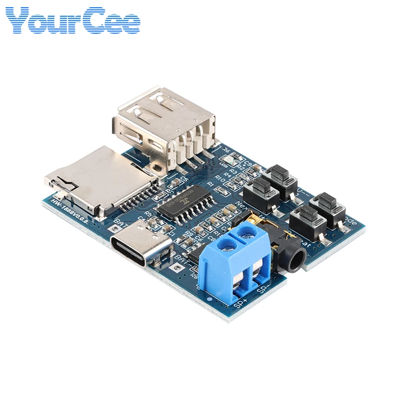 Picture 7: 2pcs/1pc USB Player Module MP3 Lossless Decoder Decoding Board Audio Voice Power Amplifier Type-C Interface DC 3.7-5.5V 2W