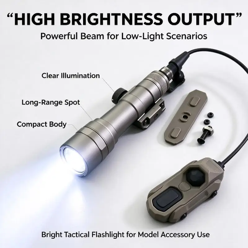 Lightweight High Brightness Tactical Flashlight, Model Toy Modification Accessory With Constant-On Pressure Rat Tail Switch