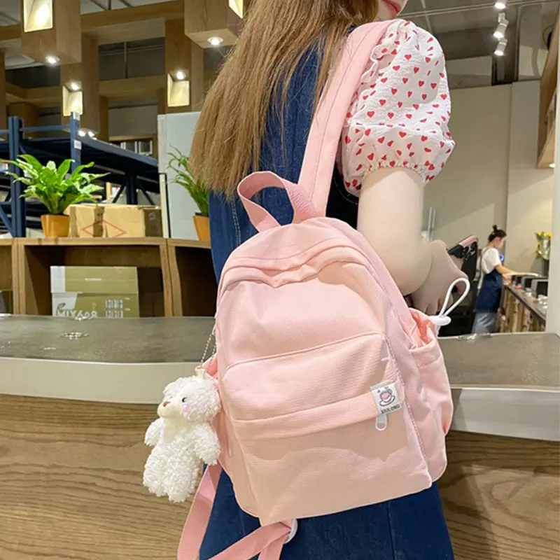 

New Women's Backpack Cute Pink Girl Travel Backpacks Lovely Women Bag Pure Color School Bag Fashion Girls School Backpack