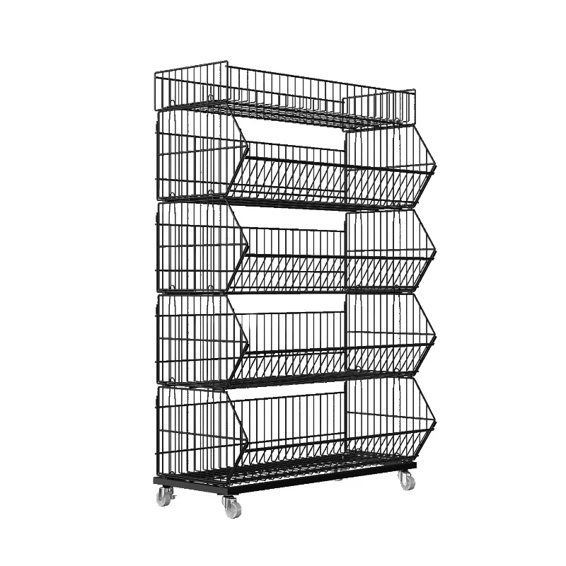 

Mall mobile metal, four-story beveled basket, bakery shelf