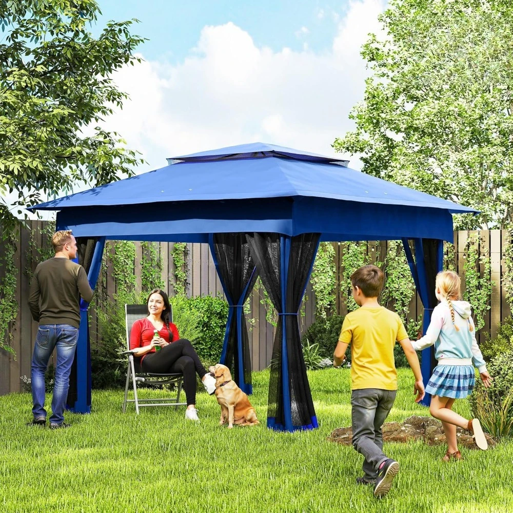 

11' x 11' Pop Up Canopy, Outdoor Patio Gazebo Shelter with Removable Zipper Netting, Instant Event Tent w/ 114, Customized