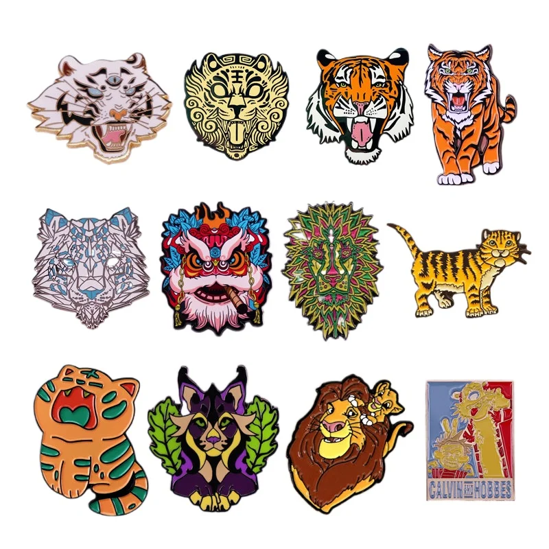 Creative Animal Lion Head Brooch Fashionable Backpack Clothing Decorative Pin Interesting Metal Enamel Badge Boutique Medal Gift
