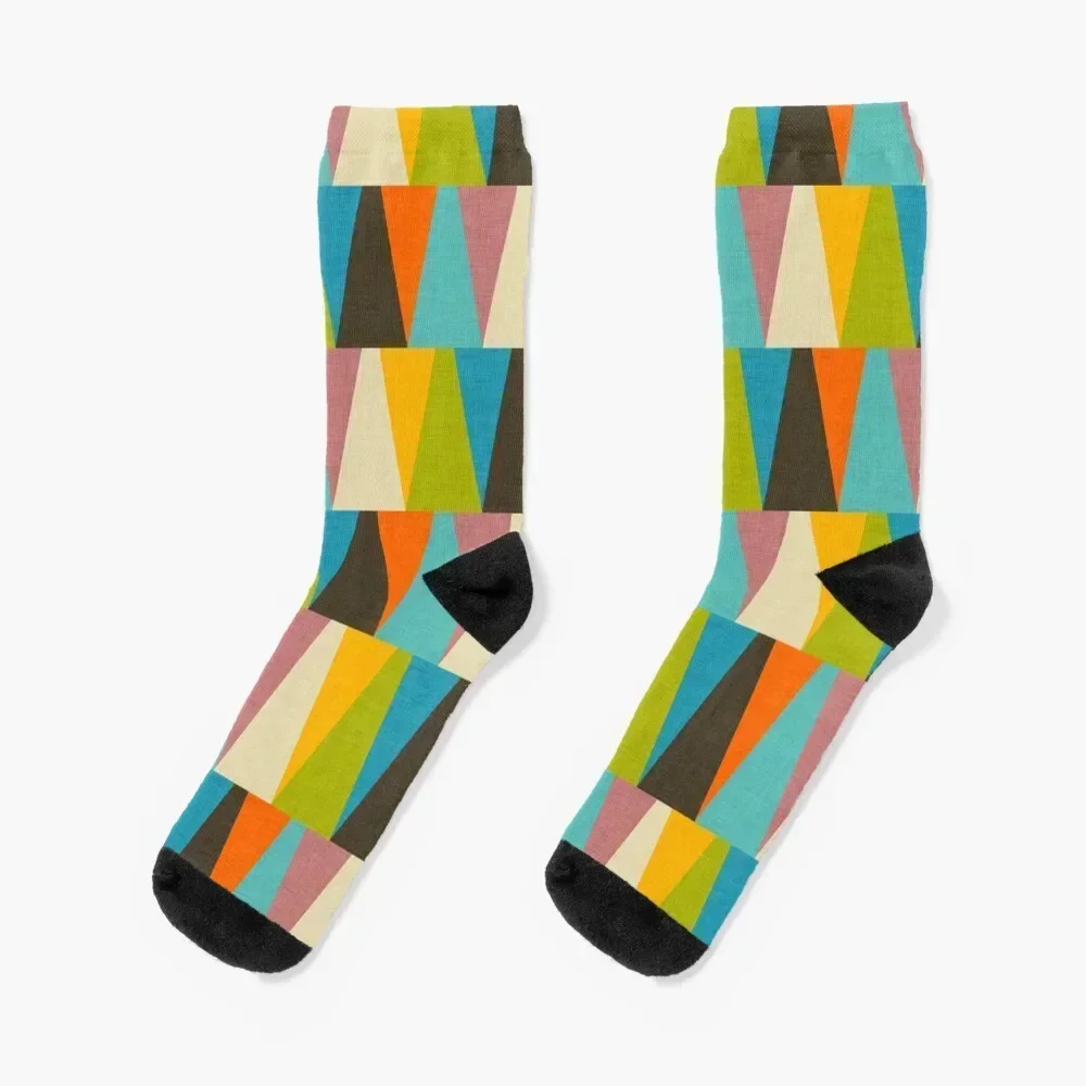 

Retro Color Block Triangle Color Happy Socks christmas gifts cartoon hiking FASHION Socks Girl Men's