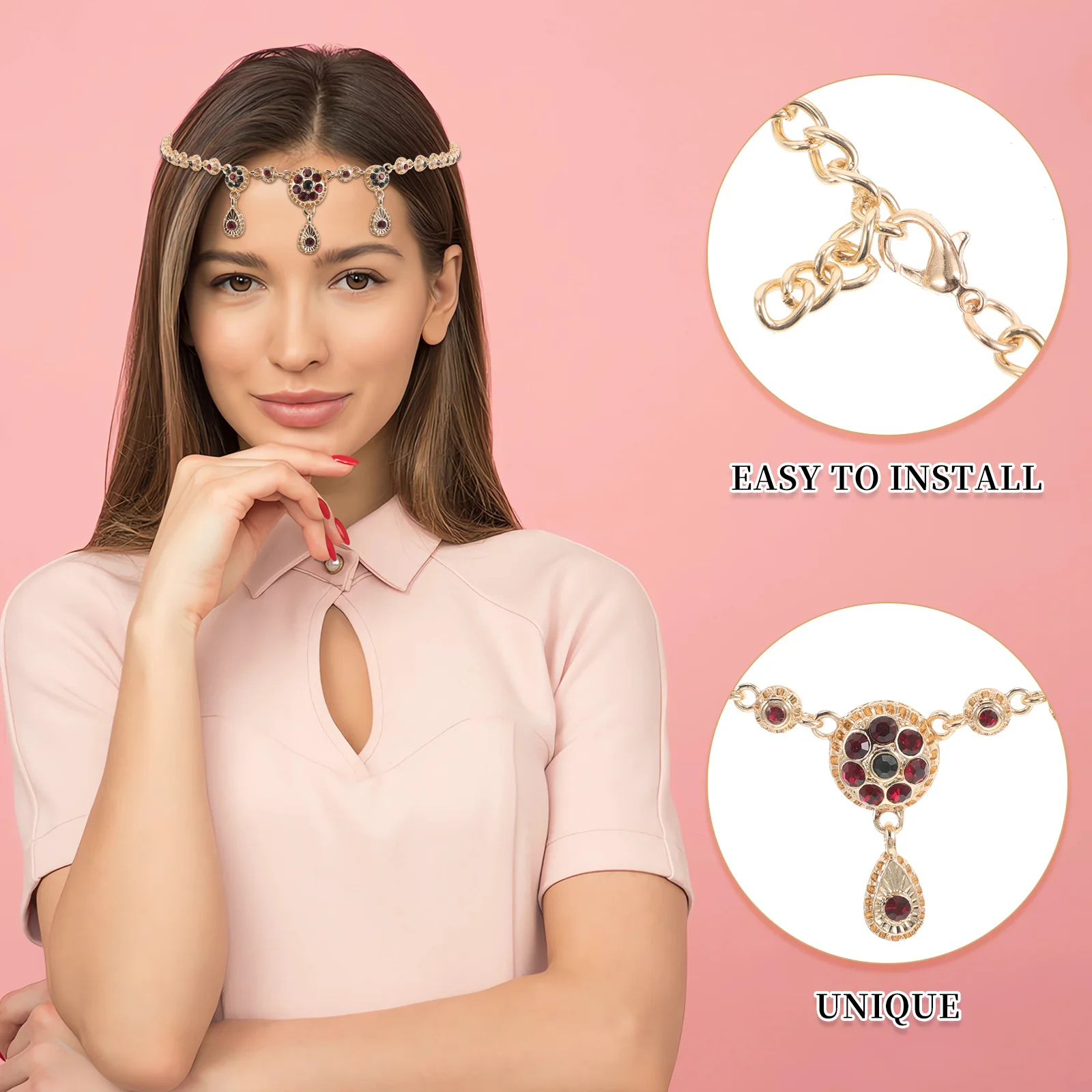 إكسسوار شعر الزفاف مطلي بالذهب كريستال عقال أنيق مجوهرات شعر العروس للنساء الزفاف العصري #2