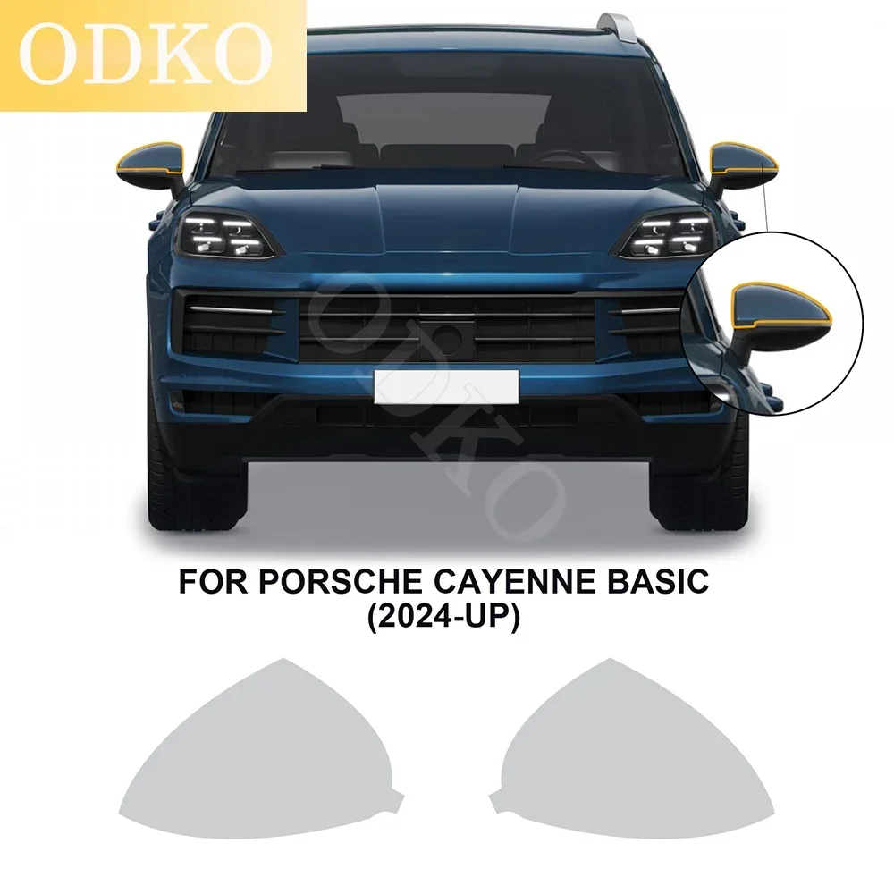 

2 шт., автомобильная пленка из ТПУ для передних фар для Porsche Cayenne Basic 2024-up, защитная пленка для краски, предварительно вырезанная прозрачная пленка заднего вида