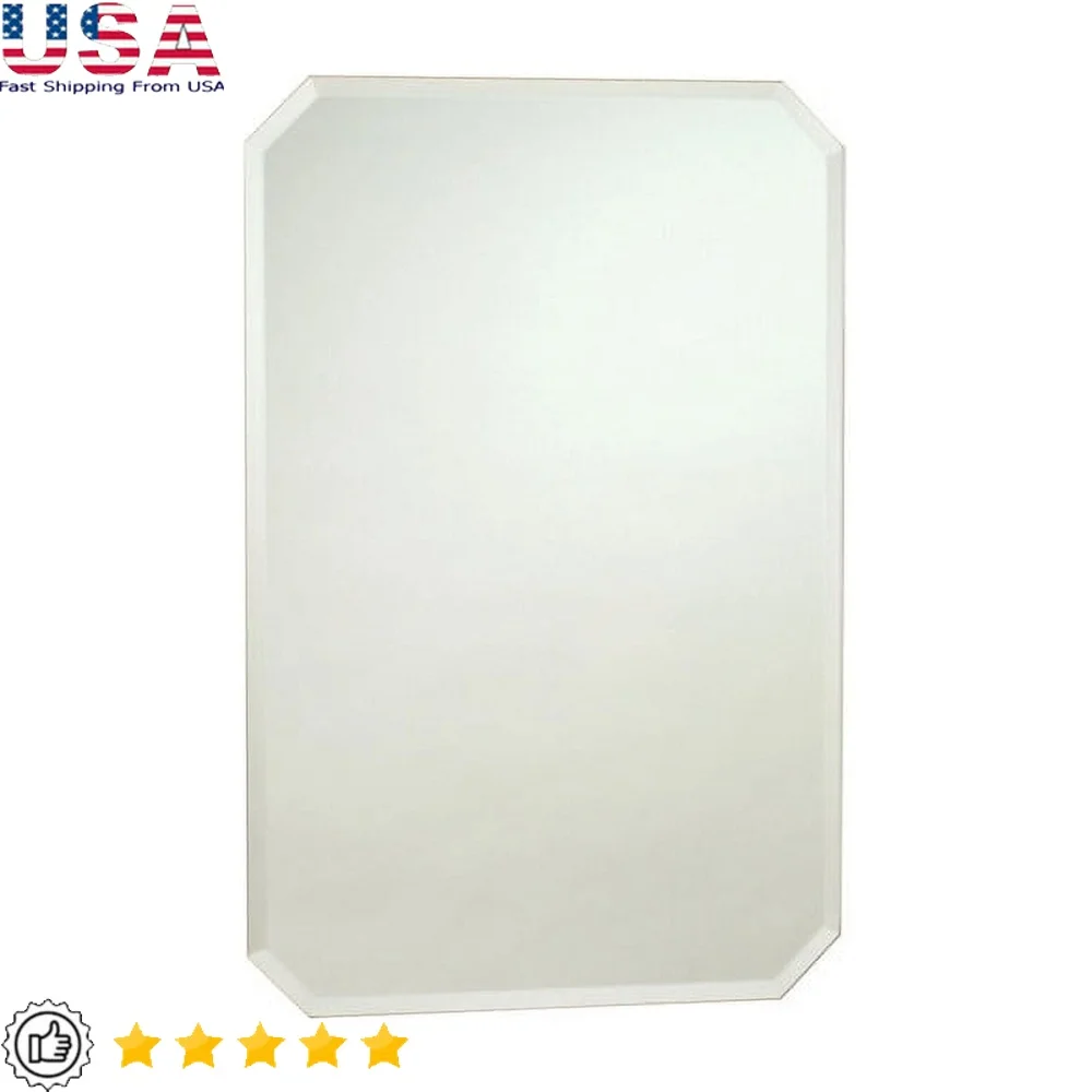 

Octagon Medicine Cabinet with Beveled Mirror Adjustable Shelves Plastic Swing Door 16x4.5 Inches Bathroom Storage