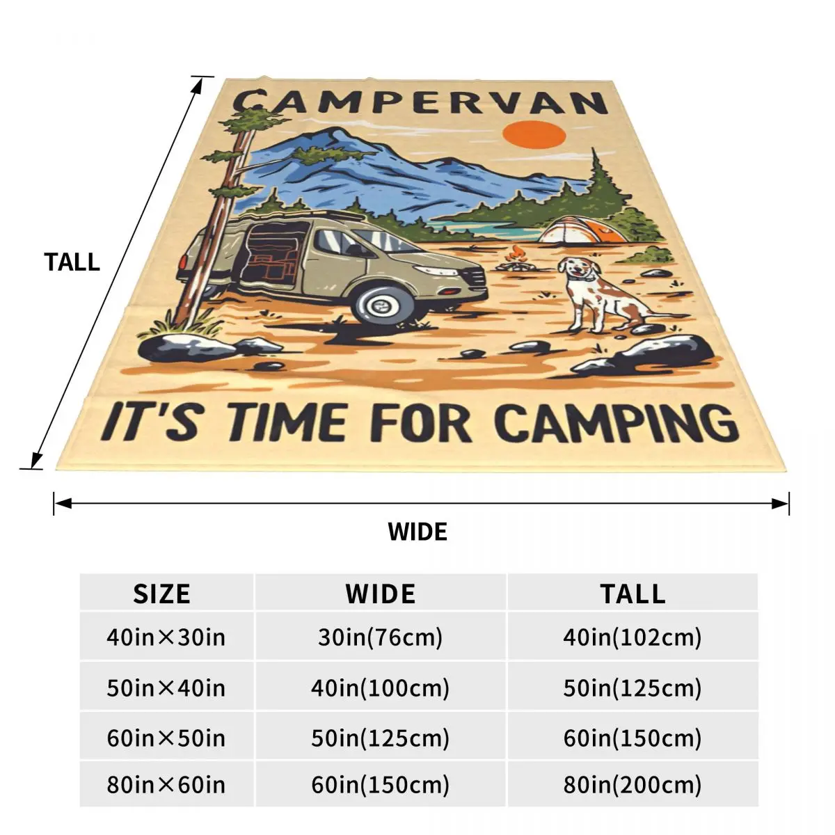 CamperVan Knitted Blanket Fleece Summer Happy Camper Lightweight Throw Blankets for Car Sofa Couch Bedroom Quilt