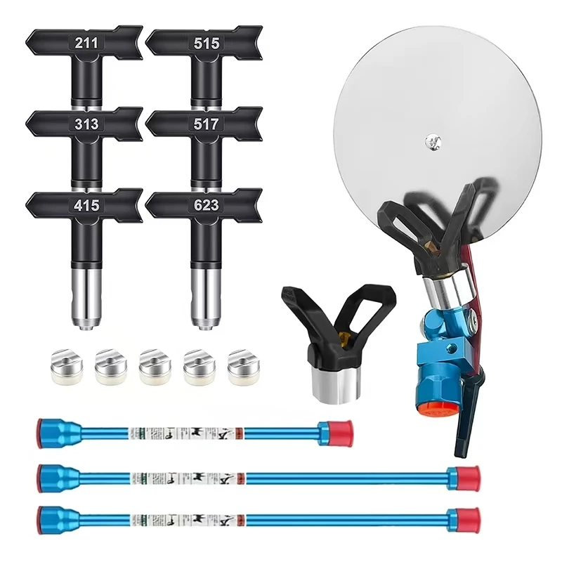 12 Pcs Airless Paint Sprayer Accessories Set Included 6 Pcs Nozzle (211,313,415,515,517,623)&2Pcs Tip Guard &3 Pcs Spraying Gun