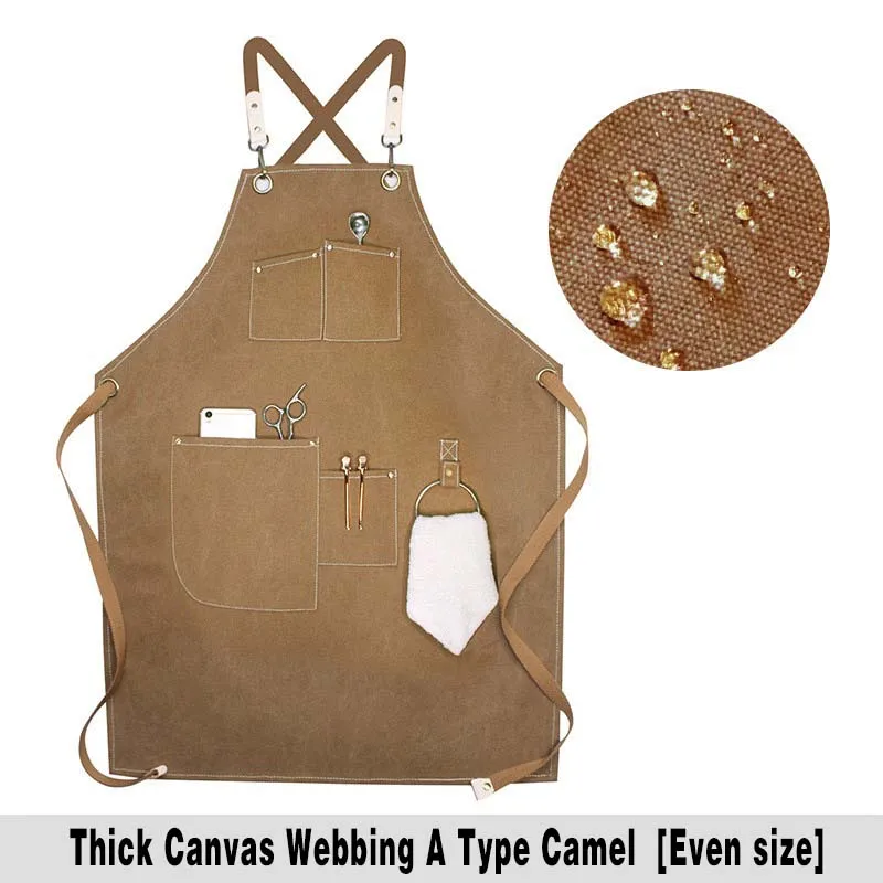 Canvas Apron Hanging Ring Creative Customization Logo Florist Coffee Shop Milk Tea Shop Restaurant Work Wholesale Apron