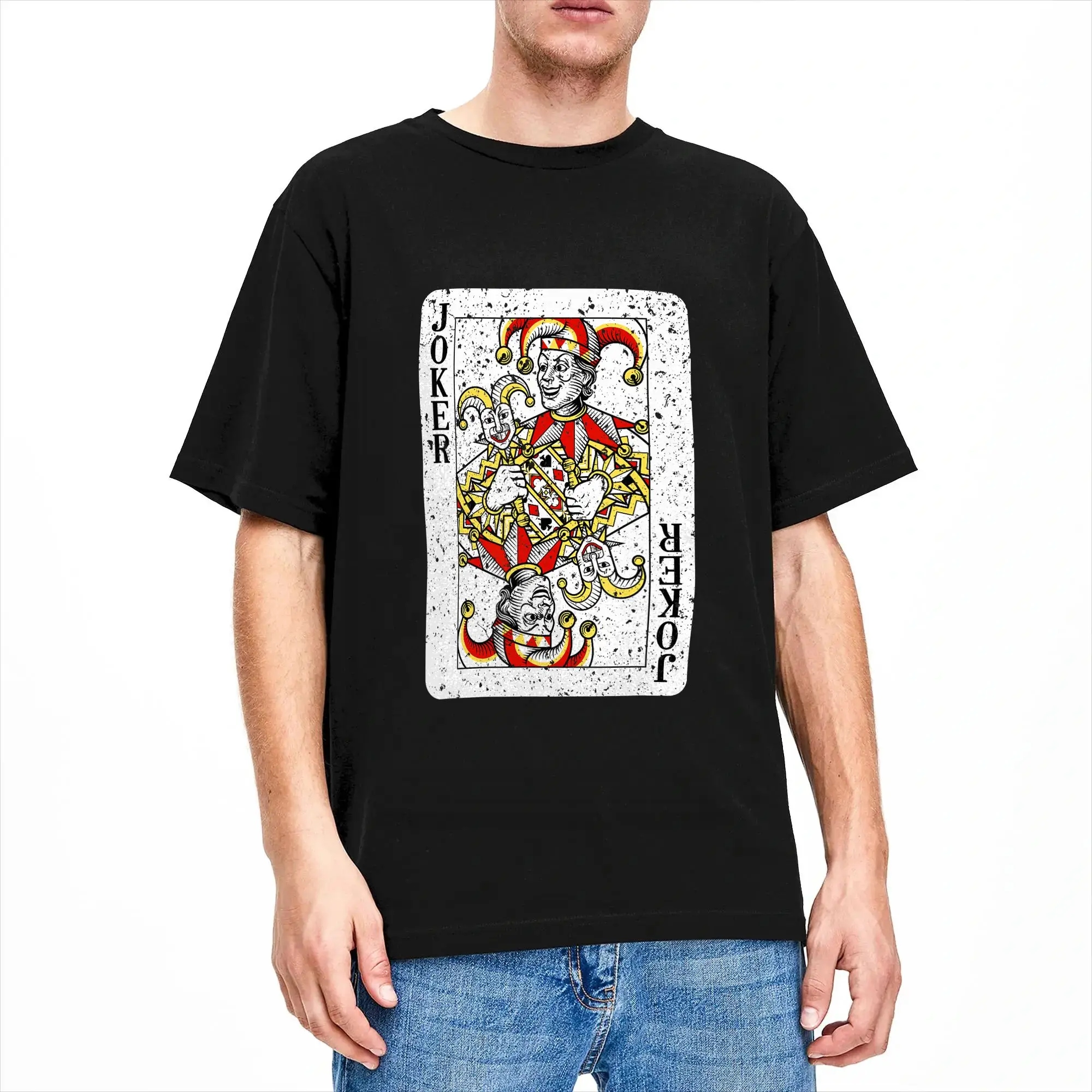 Joker Deck of Playing Cards Vintage Retro Style T-Shirt Summer  Cotton T-Shirts For Men Pattern Tshirt Short Sleeves Basic Tees