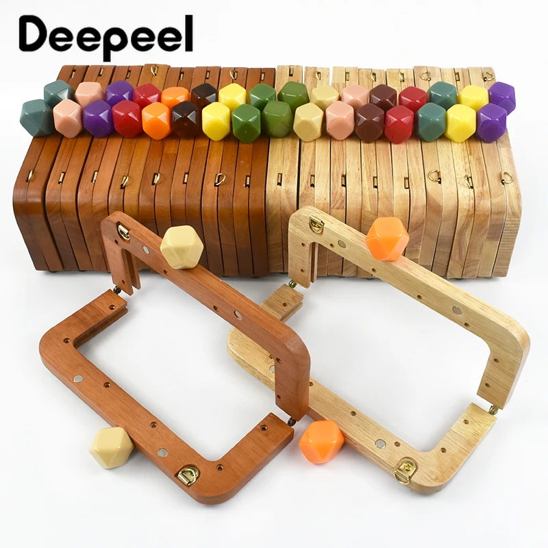 Deepeel-Asa de madera para bolso, abrazadera para MARCO DE bolso tejido, soporte de cierre para billetera, accesorios hechos a mano, 20cm, 1/2/5 piezas