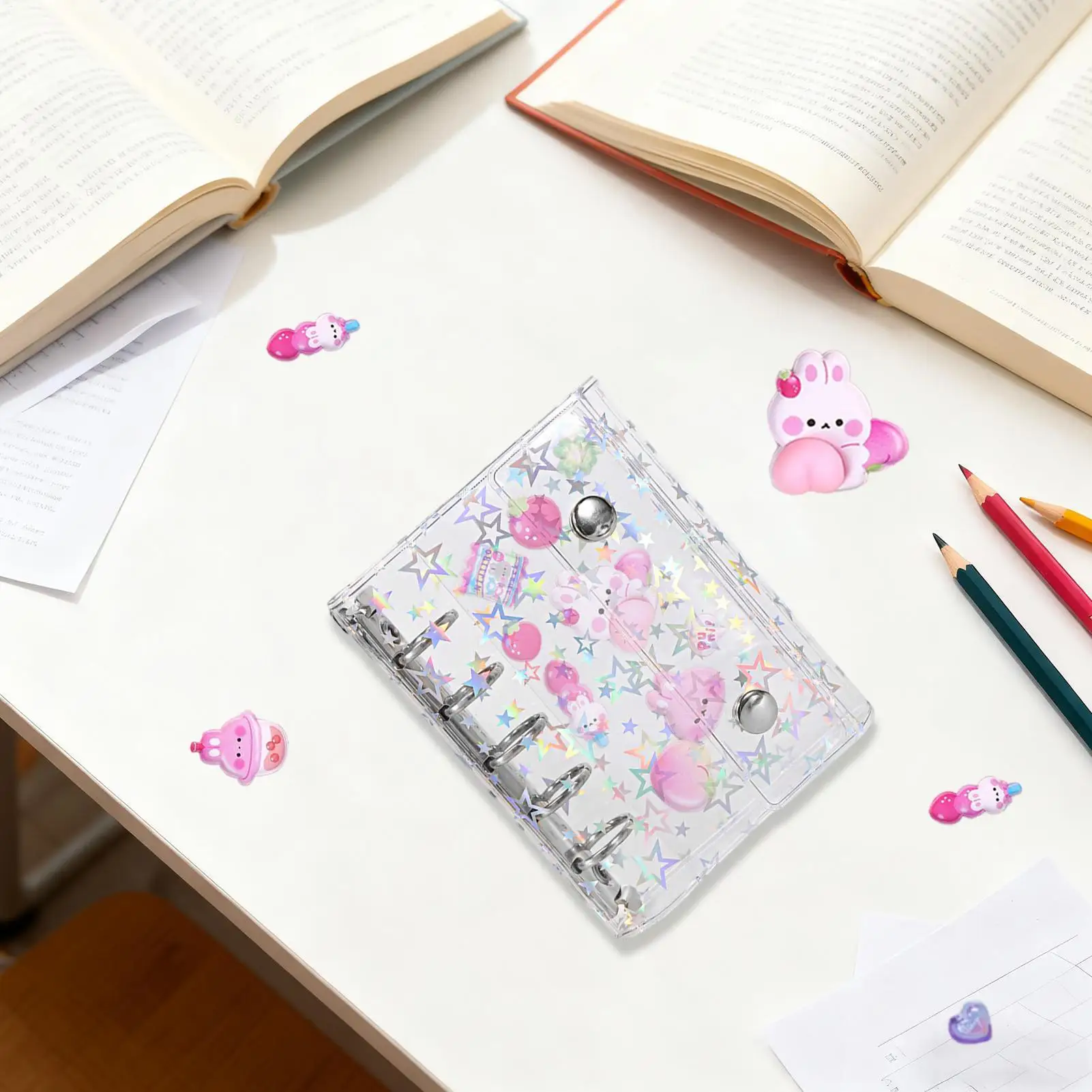 الموثق لجمع الملصقات قفل إغلاق سجل القصاصات ملصق ألبوم التخزين للدراسة ملاحظة بطاقات مرسومة باليد الفتيات الطلاب الاطفال #3