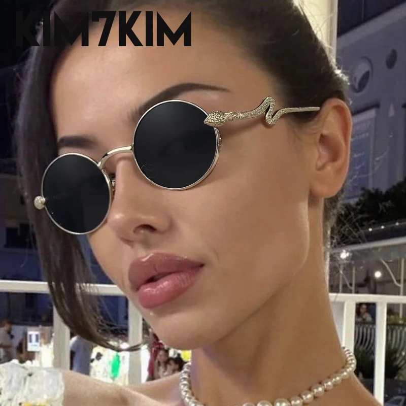 

Y2K Punk Round Sunglasses Women 2025 Luxury Brand Fashion Snake Sun Glasses Vintage Metal Frame Eyewear For Lady Outdoor Shades