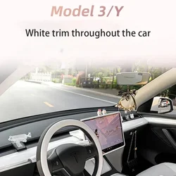 For Tesla Model 3 Y White Interior Center Console Storage Box Steering Wheel Cover Screen Protection Decorative Footrest Seat