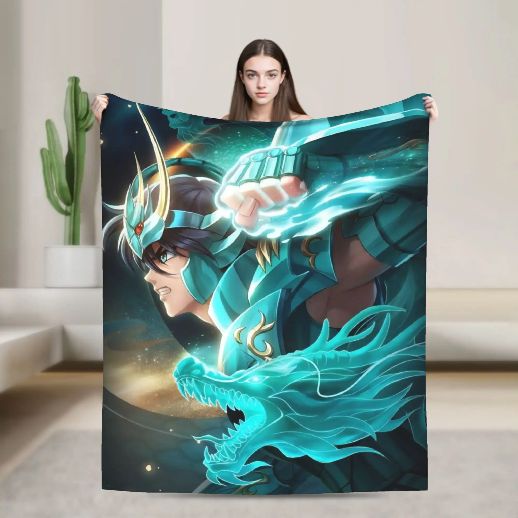 

Saints Seiyas Blanket Fleece Knights of the Zodiac Soft Throw Blanket for Home Couch Bedroom Quilt