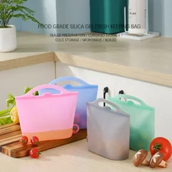 Silicone Food Storage Bag Reusable self-styled Zip Shut Bag for Vegetable Fruit seafood meat to keep fresh Kitchen Food Storage