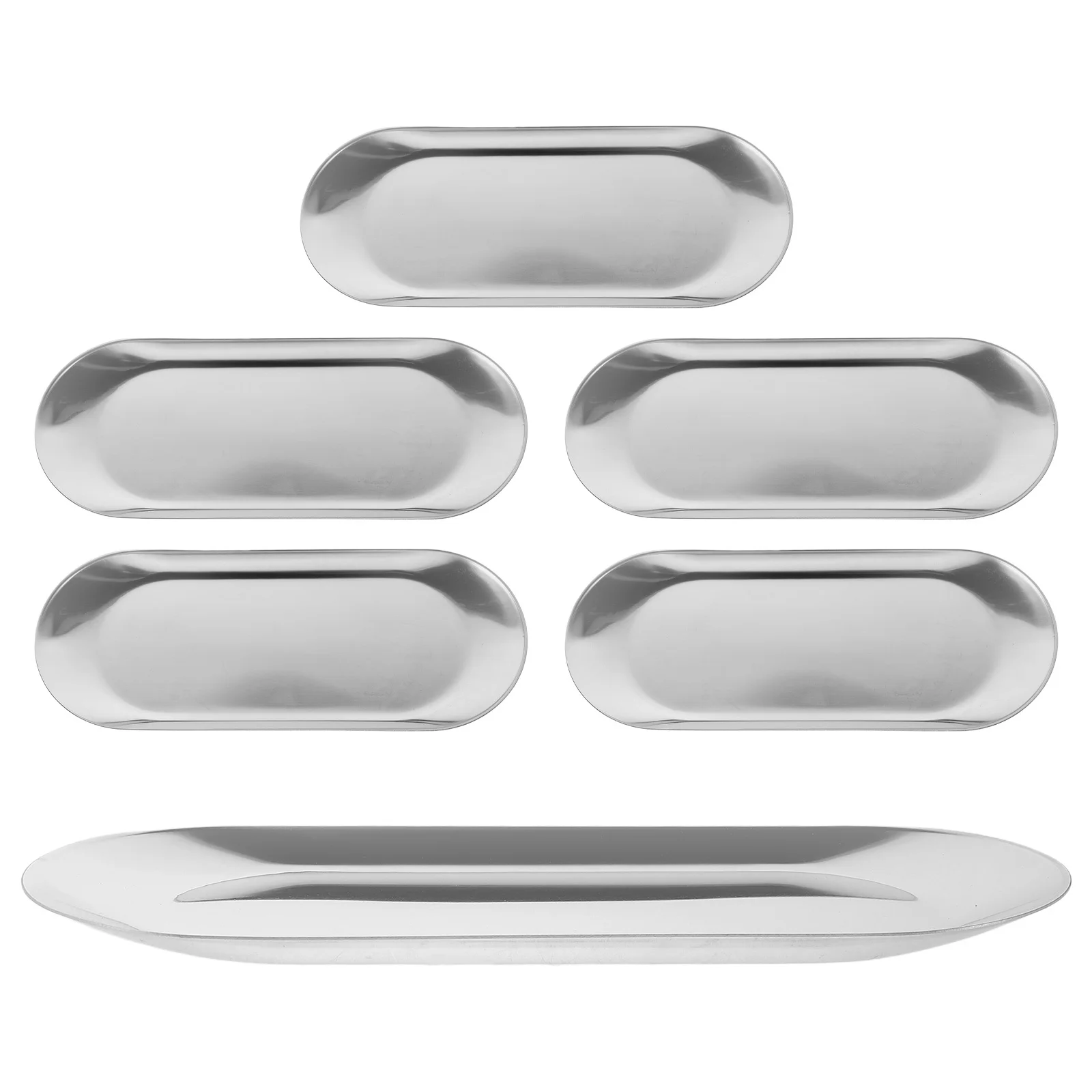 

6Pcs Stainless Steel Oval Jewelry Vanity Tray Multipurpose Perfume Organizer Decorative Storage for Bedroom
